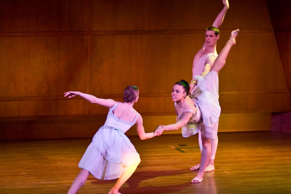 Dancers Geneva Jenkins, Patrick Pulkrabek, Marissa Quimby; Spectrum Dance Theater