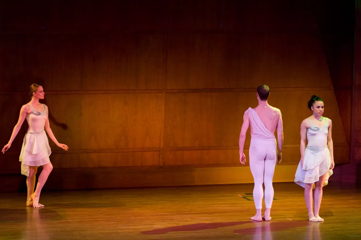 Dancers Geneva Jenkins, Patrick Pulkrabek, Marissa Quimby; Spectrum Dance Theater